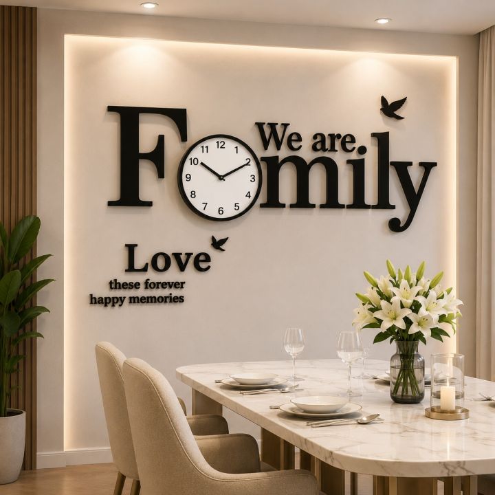Stylish Home Wall Decoration Set | Photo Frames with Decorative Clock
