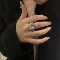 Fashion Jewelry Punk Watch Finger Ring Mini Clock Retro Silver Stretch Stainless Steel Rings for Men. 