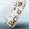 Jizetin (Free Lanyard) for OPPO A73 2020 / OPPO F17  Back Cover Cute Lion Luxury 6D Plating Case Side Pattern Soft Silicone Square Mobile Phone Cases. 