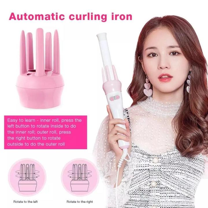 Two Way 360 Rotating Automatic Hair Curler Anti Scalding Curling Hair Stick Constant Temperature Curling Iron White And Pink Daraz.pk