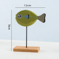 Livecity Fish Statue Exquisite Stable Wood Cute Fish Table Sculpture Stand for Home. 