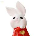 Chinese Style Rabbit Statue Small Bunny Figurine Sculpture for Table Year Decoration , 4cmx1.9cm. 