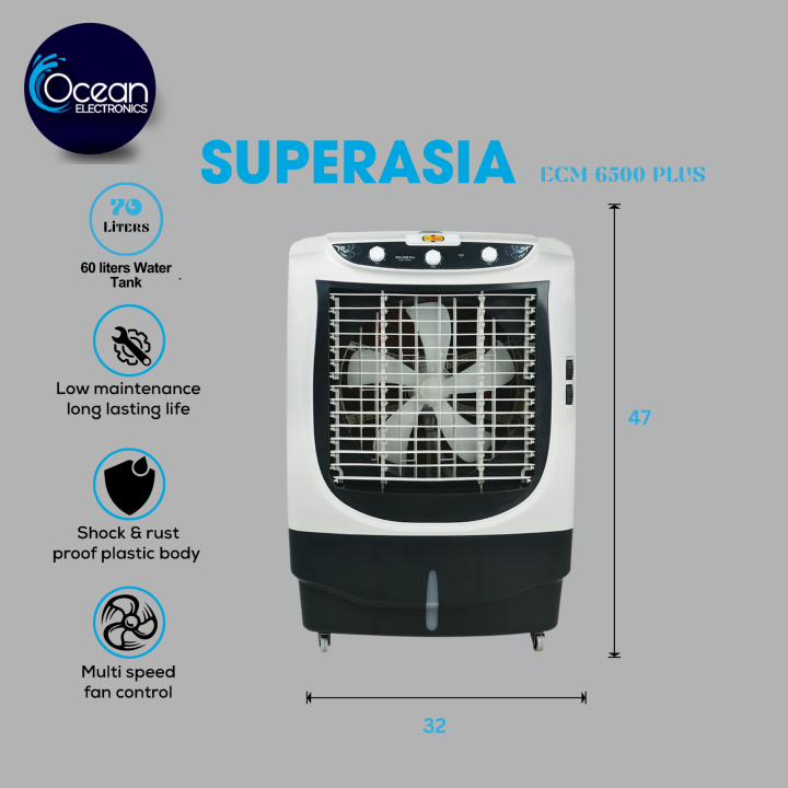 Super%20Asia%20Air%20Cooler%20ECM-6500%20Plus%20Fast%20Cool%20,%2070%20Liters%20,%20Auto%20Swing%20and%20Turbo%20Cooling%20Technology%20,%20360%20%20Movable%20tires%20,%201%20Year%20Warranty%20-%20Image%202
