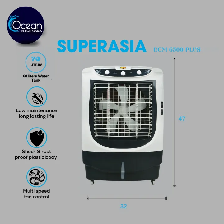 Super%20Asia%20Air%20Cooler%20ECM-6500%20Plus%20Fast%20Cool%20,%2070%20Liters%20,%20Auto%20Swing%20and%20Turbo%20Cooling%20Technology%20,%20360%20%20Movable%20tires%20,%201%20Year%20Warranty%20-%20Image%202