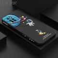 Hontinga for Infinix Note 10 Pro / Note 10 Pro NFC Back Cover Cartoon Astronaut Side Design Case Soft Square Edge Liquid Silicone Phone Cases. 