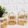 Pack of 3 Vintage Metal Birdcage Gift Card Holder Centerpieces for Weddings, Golden. 