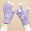 Riding Safety Gloves Cartoon Face Knitted Warm Touch Screen Gloves for Cycling Anti-slip Soft Elastic Warm Plush Gloves. 