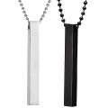Pack of 2, Silver and Black Vertical Bar Pendant Necklace for Boys n Girls. 