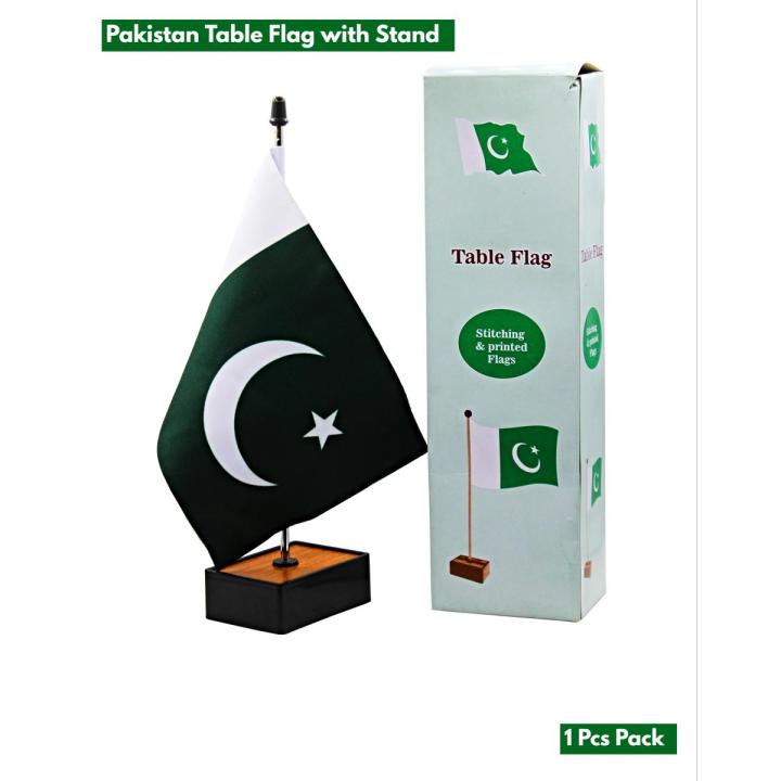 Pakistan Table Flag With Wooden Stand For Executive Office