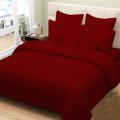 Beddy's Studio - Pure & Soft Cotton Plain Maroon Solid Color Bed Sheet Set With Pillow Cases Single & King Size Bed Sheets. 