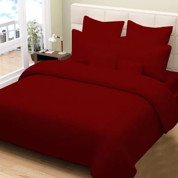 Beddy's%20Studio%20-%20Pure%20&%20Soft%20Cotton%20Plain%20Maroon%20Solid%20Color%20Bed%20Sheet%20Set%20With%20Pillow%20Cases%20Single%20&%20King%20Size%20Bed%20Sheets%20-%20Image%202