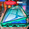 【 Miga Plaza 】 360 Degree Full Magnetic Phone Case for OPPO A5S, A7 Front Back Glass Cover Magnet Double Glass Casing WCW-01. 