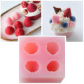 Fondant Mold 4 Cavities 3D Fruit Strawberry Silicone Mold. 