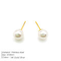 St.delan Freshwater Pearl Earrings Simple and Fashionable Stainless Steel Stud Earrings Wholesale Titanium Steel 14K Gold Plated Earrings. 