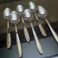 Stainless Steel Table Spoons with Laser Check Design/Laser Flower Design(Set of 6). 