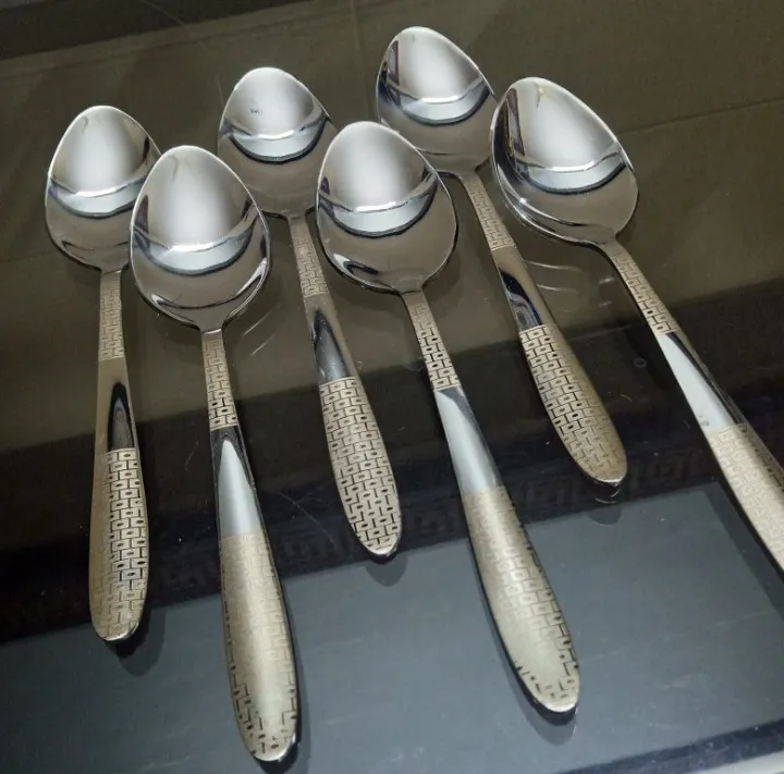 Stainless%20Steel%20Table%20Spoons%20with%20Laser%20Check%20Design/Laser%20Flower%20Design(Set%20of%206)%20-%20Image%2010