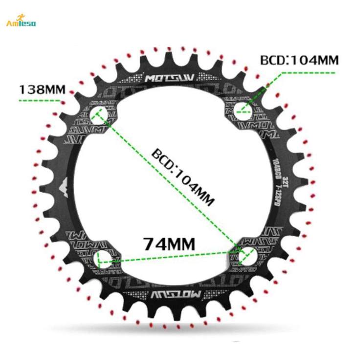 104BCD Round Narrow Wide 30-38T Chainring MTB Bike Chain Wheel Black 36T