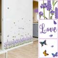 Beautiful Flower Lavender Butterfly Baseboard Decorative Home Wall Sticker Decal. 