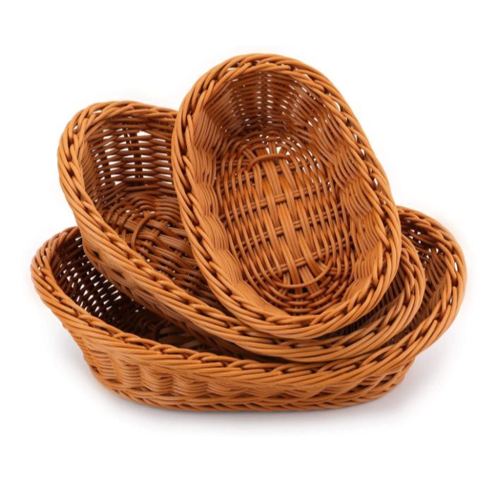 Oval Shaped Poly Wickers Bread and Fruit Baskets for Home, Outdoor and Restaurents