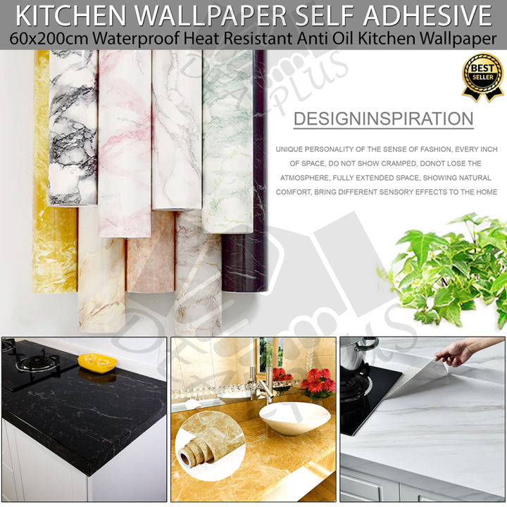 Marble Sheet for Kitchen & Home 60x200cm Wall Paper Waterproof Heat Resistant Self Adhesive Anti Oil Kitchen Wallpaper Wall Sticker