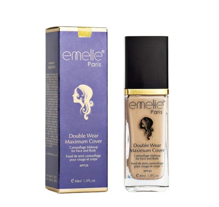 Emelie Double Wear & Maximum Cover Liquid Foundation – Full Coverage, Waterproof & Long-Lasting Makeup Base