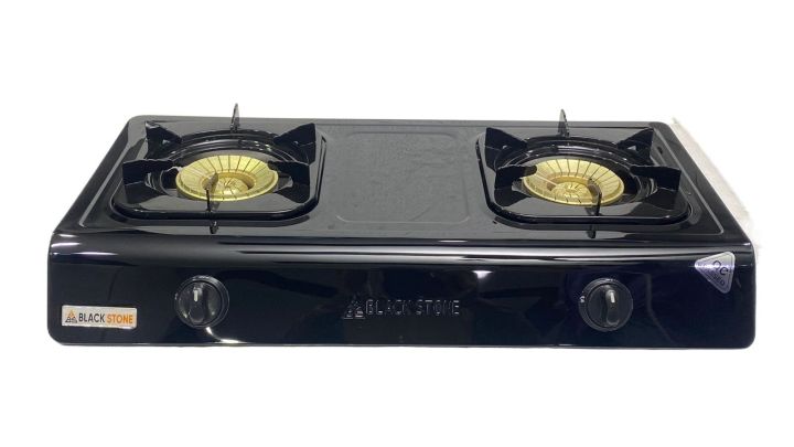 Black Stone 2 Burner Gas Stove Stainless Steel Black/Silver