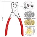 BRADOO- 401Pcs 1/4inch 6mm Grommet Eyelet Pliers Kit, Grommet Tool Kit with 400 Metal Eyelets in Gold and Silver,Eyelet Grommets. 