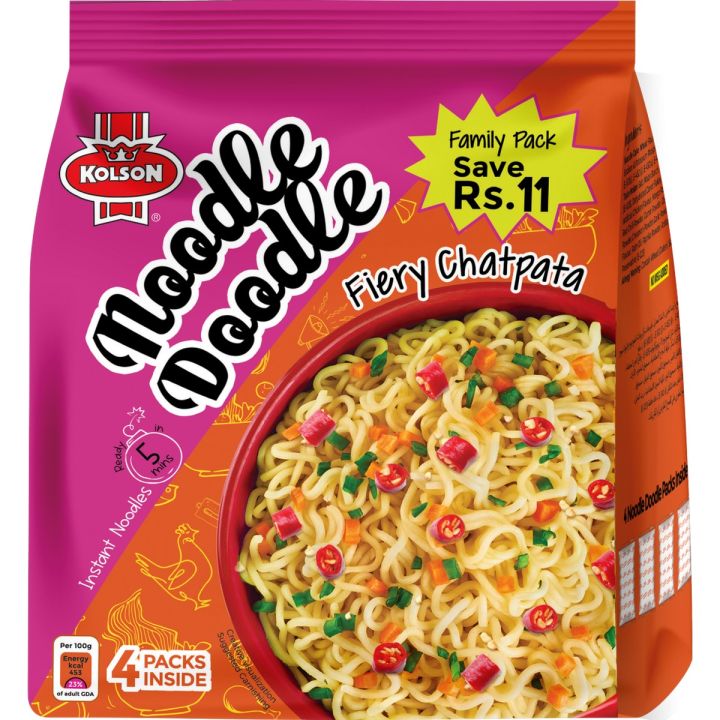 Kolson Instant Noodles, Fiery Chatpata, 4 Packs Inside, 260g