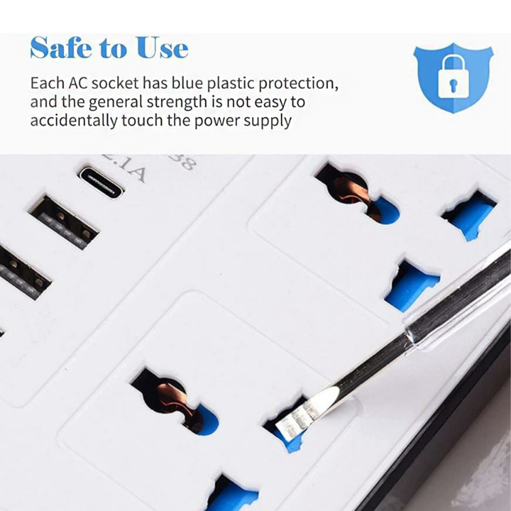 Smart%20Universal%20Extension%20Board%20Multi%20Power%20Plug%20With%206%20Power%20Sockets%20+%203%20USB%20Ports%20Plug%20+%201%20Type%20C%20For%20Electronics%20Mobile%20Charging%20Adapter%20With%201.8%20Meter%20Heavy%20Duty%20Copper%20Wire%20White%20-%20Image%202