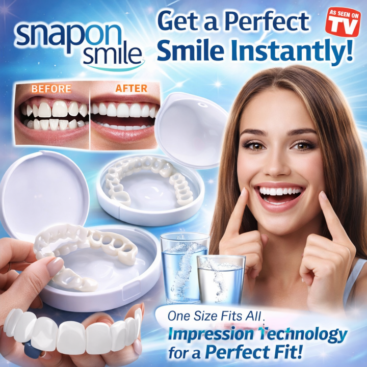 Snapon Smile Teeth Cover | 2 Pcs Snap-On Teeth Veneers for Upper & Lower – Instant Teeth Whitening, Tooth Gap Filler & Perfect Smile Solution | German Mart