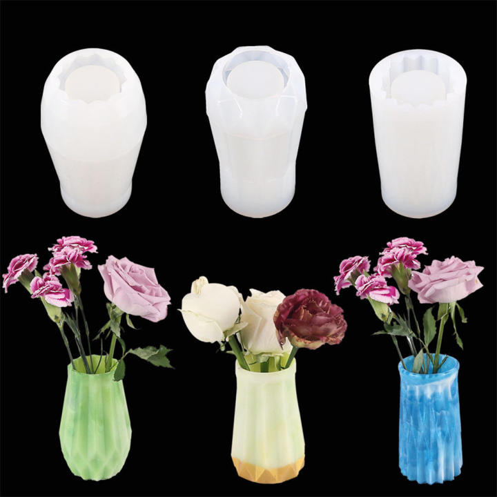 DIY Crystal Drip Concrete Home Decoration Rhombus Resin Vase Ornament Mold Flower Pot Mould Epoxy