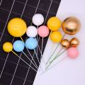 10pcs Gold/sliver Ball Cake Topper Birthday Cake Decoration Cake Decor Ornament INS Baking Tools. 