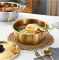 Korean Style Gold Ramen Noodle Pot 18cm / Periuk Mee Korea Emas Korea Ramen Pot Noodle Golden Yellow Aluminium Soup Steel Lid Gold K Drama Bowl. 