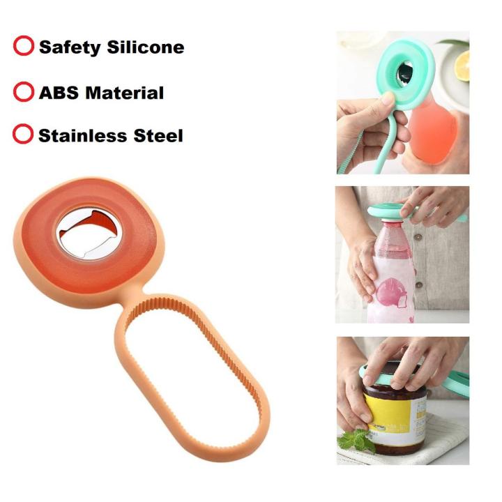 Techmanistan 3-in-1 Multifunctional Plastic & Silicone Material Bottle Opener For Jar/Plastic Bottle/Soda Water Bottle - Random Color