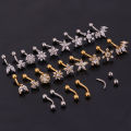 1PC 16G New Flower Stainless Steel IBall Eyebrow Piercing Curved Barbell Lip Ring Snug Daith Helix Rook Earring. 