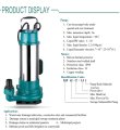 LEO XSP-16.2-22/1.5I , 1500 WATT / 2 HP , SEWAGE SUBMERSIBLE PUMP WITH FLOAT SWITCH FOR AUTOMATIC OPERATION , EURPEON STANDARD. 