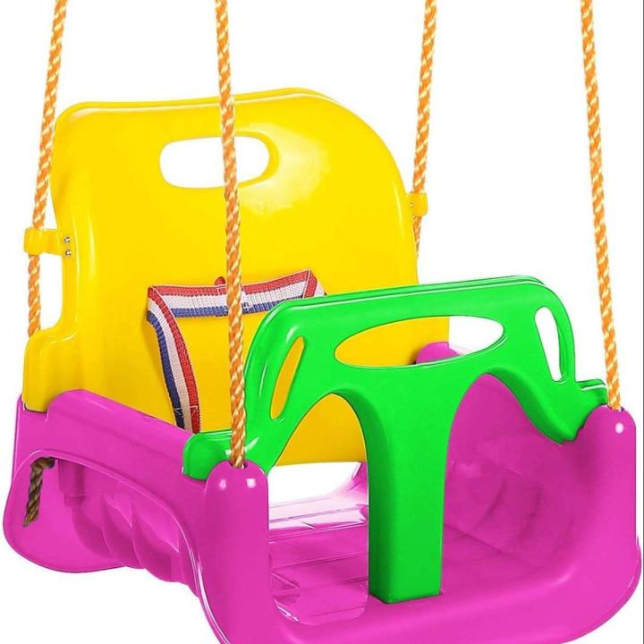 Childrens Plastic Rope Swing Seat With Rope & Mounting Rings Kids Outdoor Garden, outdoor swing, high back baby toddler swing, kids swing, cheap and eco-friendly kids swing.