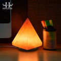 Crystal Rock Himalayan Salt Lamp Pyramid Shape with Wooden Base & 15-Watt Bulb, UL-Approved Switch/Dimmer Cord Wire for Office and Home Decor with Health Benefits. 