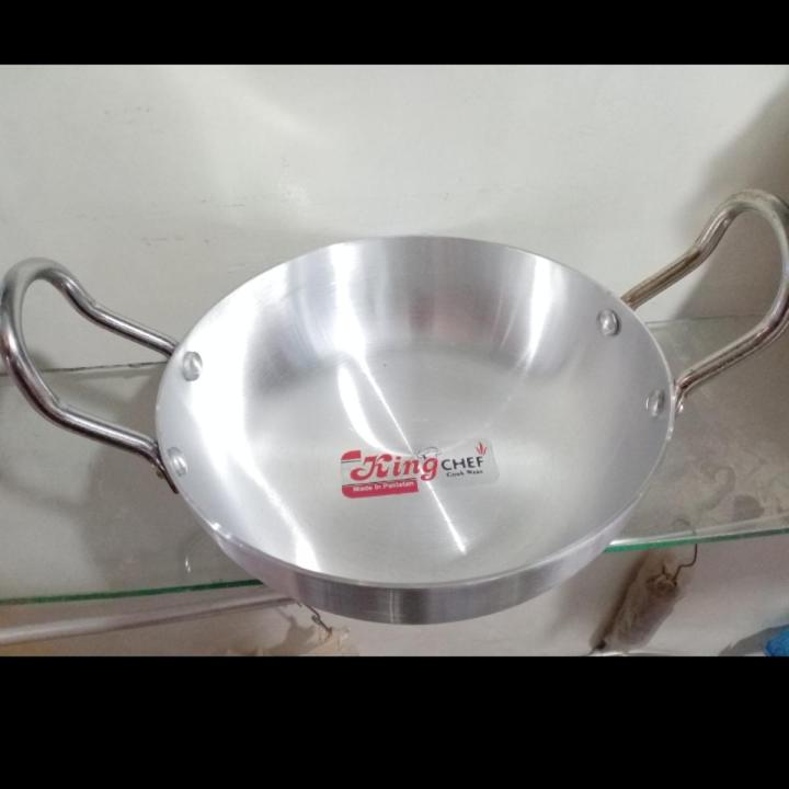 6.8 Inch (12.72 cm) Silver Karahi (Almonium) ( Metal polish) cooking Kitchen ware (Pot) (Pateli)