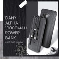 Alpha X-200 10000mAh Power Bank With Phone Holder, LED Display And 2x Torch Lights. 