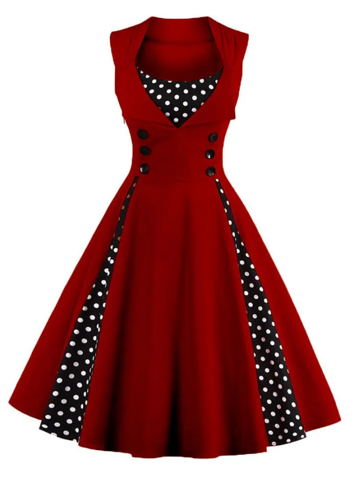 S 4XL Women Robe Retro Vintage Dress 50s 60s Rockabilly Dot Swing Pin Up Summer Party Dresses Elegant Tunic Vestidos Casual