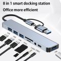 BYL-2218TU 8 in 1 USB + USB-C / Type-C to USB Multifunctional Docking Station HUB Adapter. 