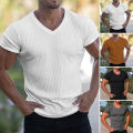 Men T-shirt Simple Whorl Texture Summer Top. 