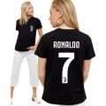 Black Cotton Ronaldo 7 Number T Shirt for Her. 