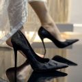 Women's High Heels Pointed Toe Stiletto Shoes, Black Work Shoes, Shallow Mouth, Available in EU Sizes 34-40. 