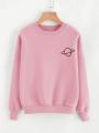 Pink Stylish Printed Sweatshirt for Women. 