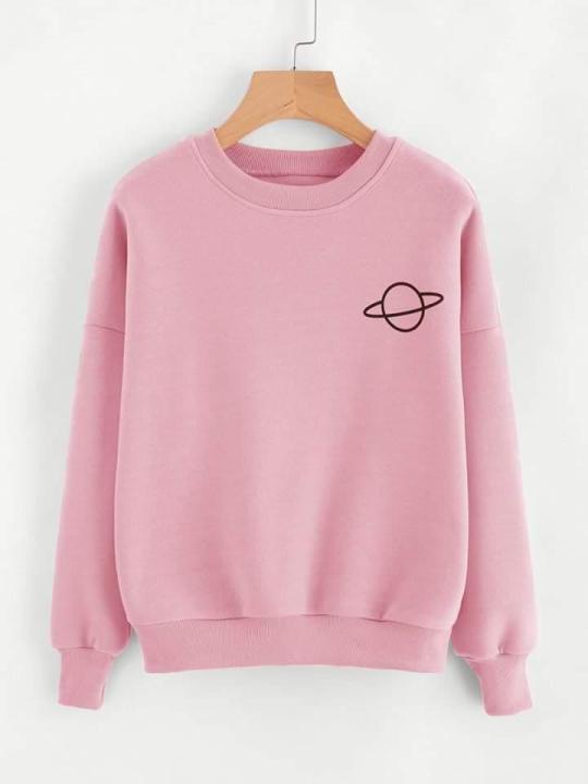Pink Stylish Printed Sweatshirt for Women