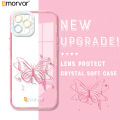 AMORVOR for iPhone 14 Pro Max Back Cover Cartoon Butterfly Crystal Phone Cover Camera Protection Transparent TPU Soft Case. 
