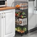 5 Tier Metal Wire Basket Kitchen Rotating Trolley Portable Storage Rack  for Fruits & Vegetable Onion Cutlery, Spice,Jars organizer. 