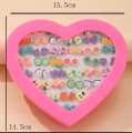 Stud Tops Earring for Girls and baby girls in a heart shape box (pack of 36). 